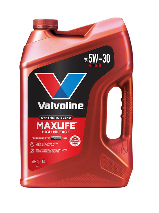 VALVOLINE 881163 Valvoline MaxLife High Mileage 5W-30 Synthetic Blend Motor Oil 5 Quart