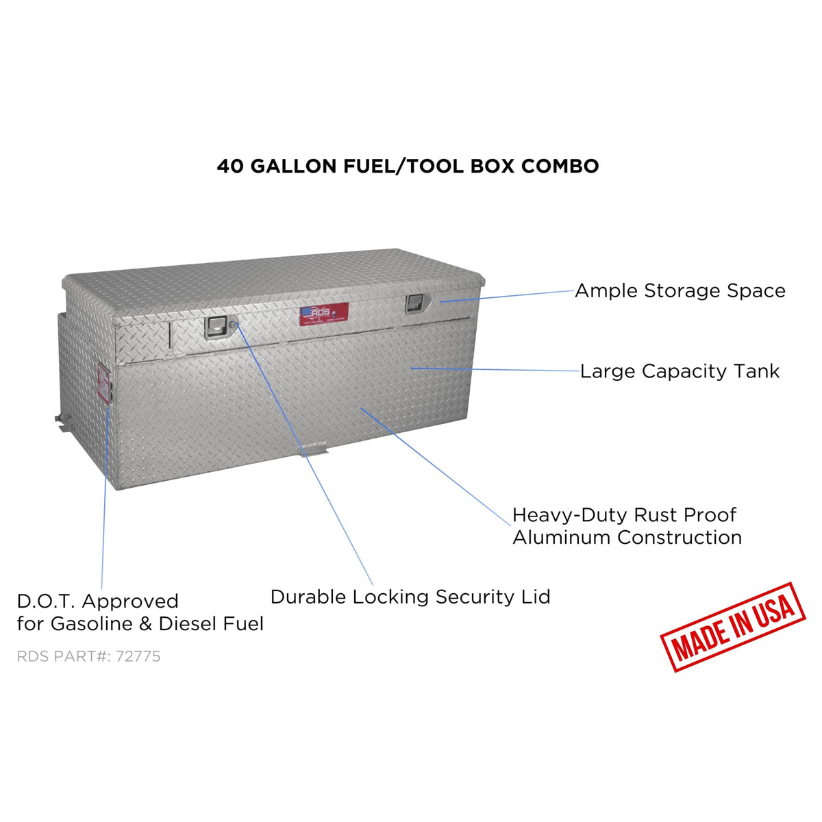 RDS MFG INC 72775 Rds Mfg Inc 72775 AUX.COMBO FUEL&TOOL 40GAL
