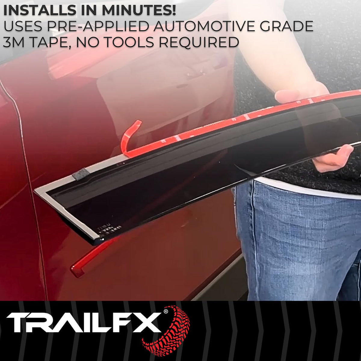TRAILFX 4231H TrailFX Rainguards Fits 1988-1999 Chevrolet C1500 Extended Cab Smoked Window Vents Low Profile Tape-On Acrylic Window Covers Outside Channel Mount Set of 4 TrailFX 4231H 4 Piece Set