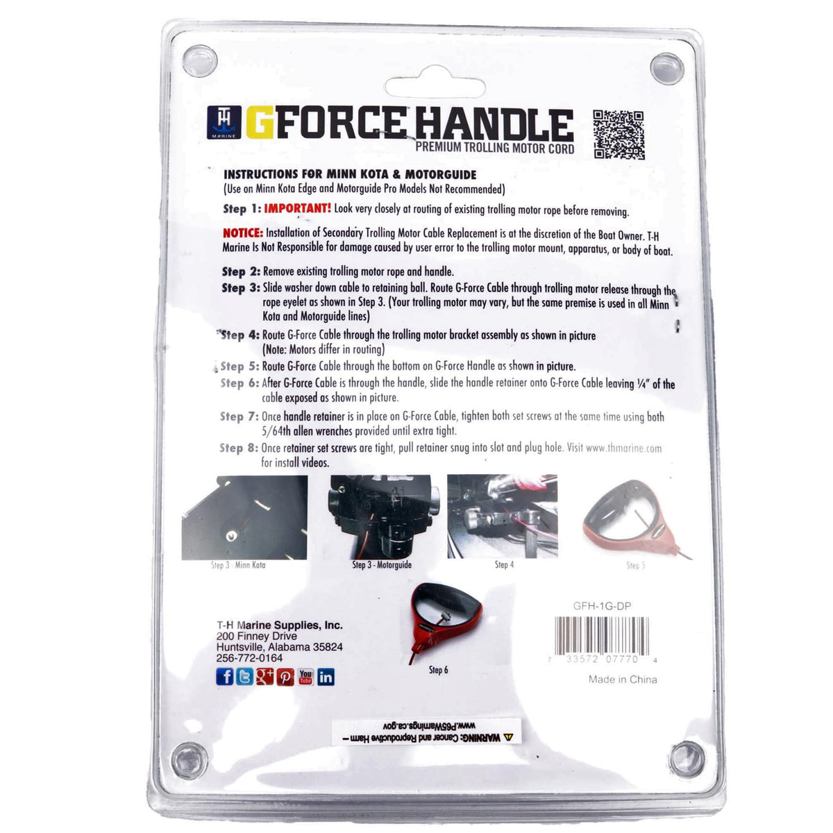 T-H MARINE GFH-1G-DP T-H Marine G-Force Handle - Heavy-Duty Trolling Motor Replacement with Cushioned Grip, Reliable Lift and Release System, Durable Nylon Jacketed Cable for Serious Anglers - Black