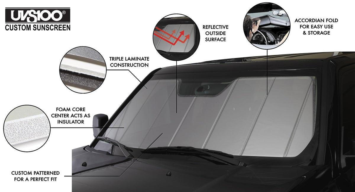 COVERCRAFT UV11299SV Covercraft UVS100 Custom Sunscreen – Fits 2012-2024 Tesla S – Silver