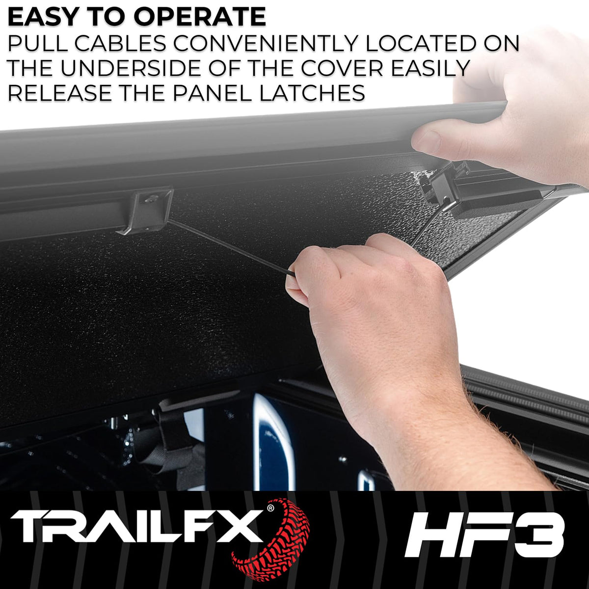 Trailfx TFX8009 TrailFX Hard Tri-Fold Truck Bed Tonneau Cover Fits 2022-2025 Nissan Frontier 5 Foot Bed Gloss Black Aluminum Low Profile Lockable 3-Panel Folding Design TrailFX TFX8009 HF3