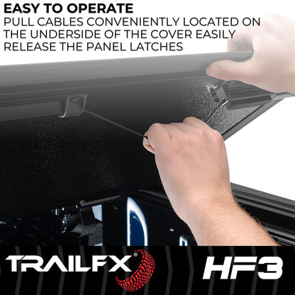 TRAILFX TFX8015 TrailFX TFX8015 HF3 Hard Tri-Fold Truck Bed Tonneau Cover Fits 2024-2025 Toyota Tundra 5.5 Foot Bed Gloss Black Aluminum Low Profile Lockable 3-Panel Folding Design
