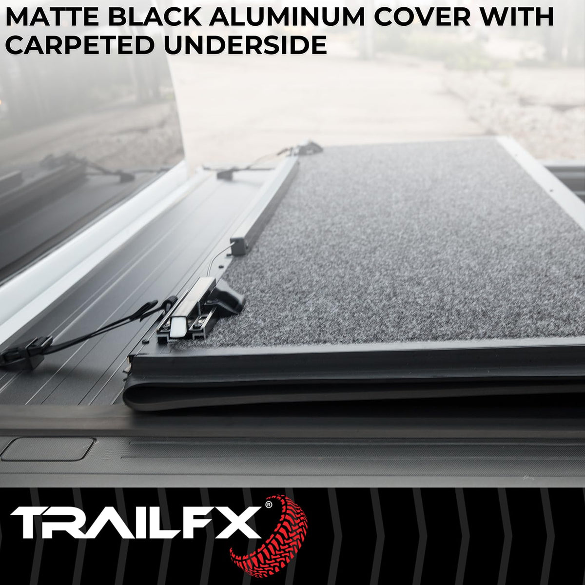 TRAILFX TFX1701 TrailFX Tonneau Cover Fits 2015-2022 Chevy Colorado and Fits 2015-2022 Premium Flush Tri-Fold Hard Lockable Black Aluminum Carpeted Under Panels TrailFX TFX1701