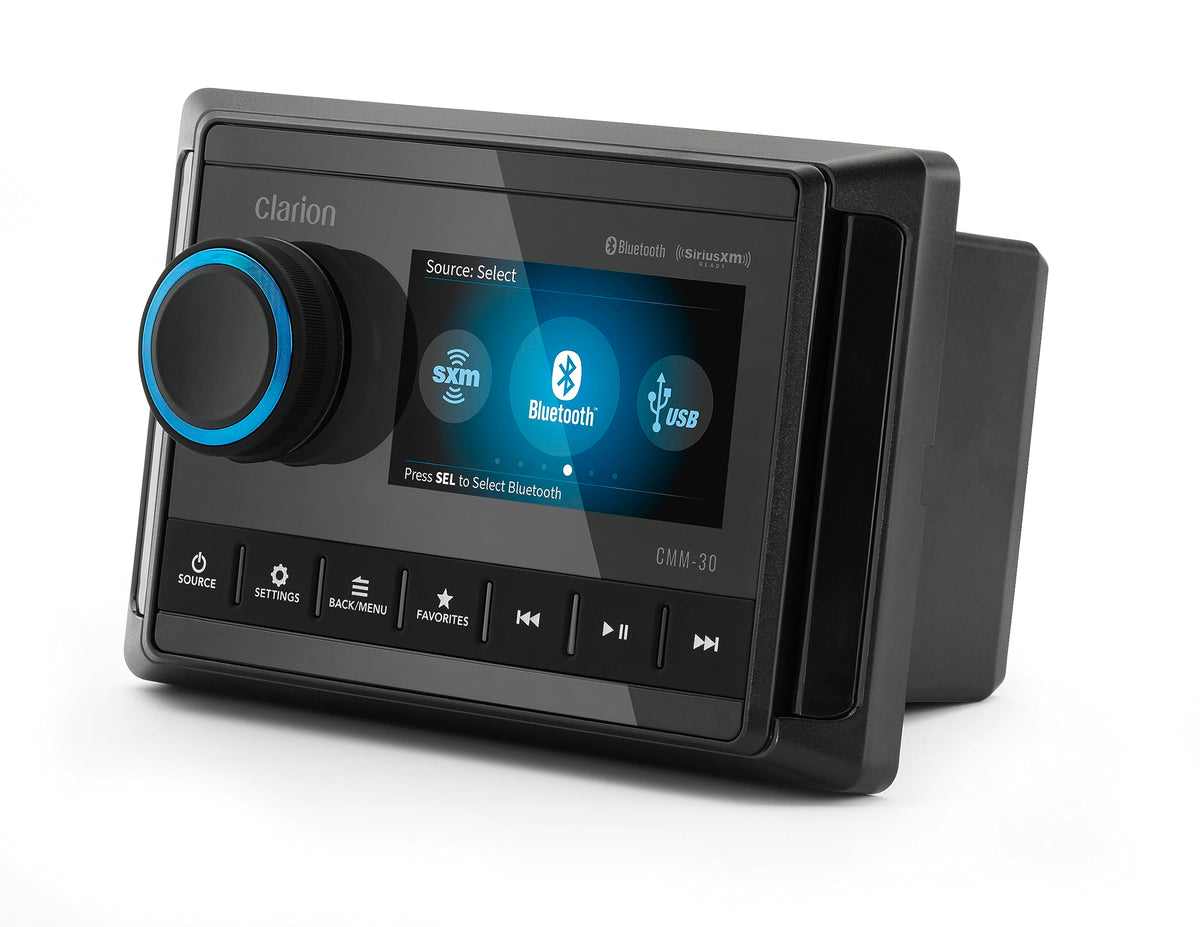 CLARION 010-03224-00 Clarion CMM-30 Marine Source Unit with Color LCD Display, 8-Channel RCA Output, IP66 Weatherproof Rating, Weather Band, Bluetooth