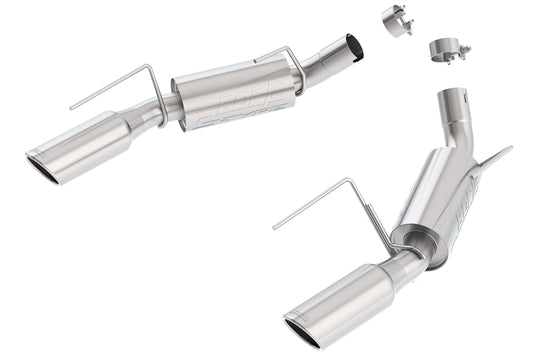 BORLA 11750 BORLA 11750 Axle-Back Perf. Exhaust Sys. for '05-'09 Ford Mustang GT 4.6L V8 & '07-'09 Shelby GT500 5.4L V8 T-304 Stainless Steel S-Type Dual Split Rear Exit Single 4" Round Chrome Tips Each Side