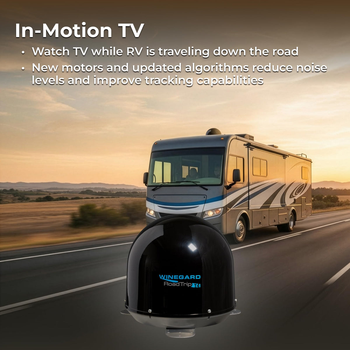 WINEGARD RT2035T Winegard RT2035T Roadtrip T4 in-Motion RV Satellite Antenna - Automatic Multi-Satellite Tracking - Roof Mount Dome - High-Performance Mobile TV - Black