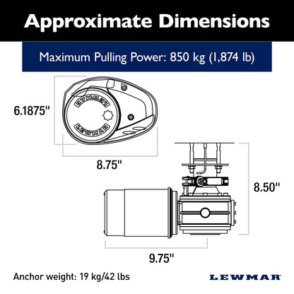 LEWMAR 6672011108-138 Lewmar 12V/700-Watt V2 Gypsy Only for Electric Power/Sailboats 30'-40' with Stainless Steel FastFit, Fits 5/16" G4 Chain, Max Pull 1,875 lbs. - 2020201194