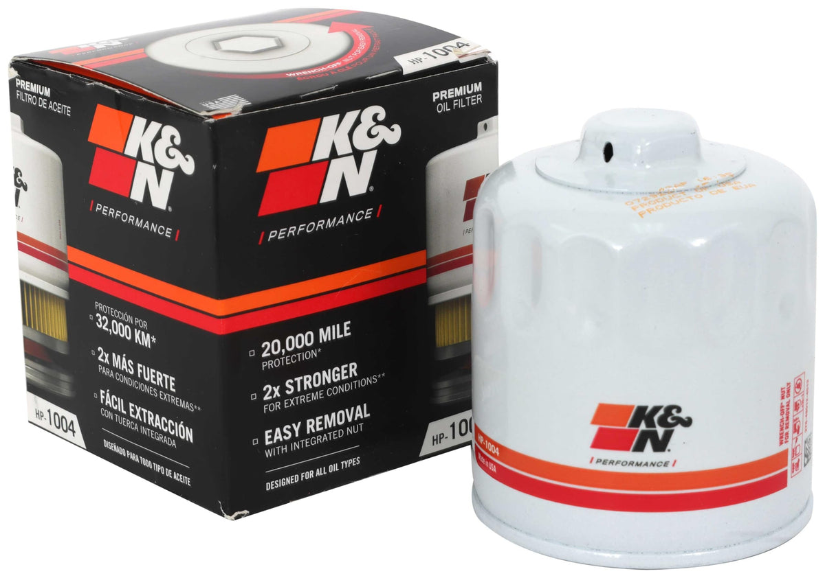 K&N FILTER HP-1004 K&N Oil Filter: 20,000 Mile Engine Protection with Wrench Off Nut, HP-1004