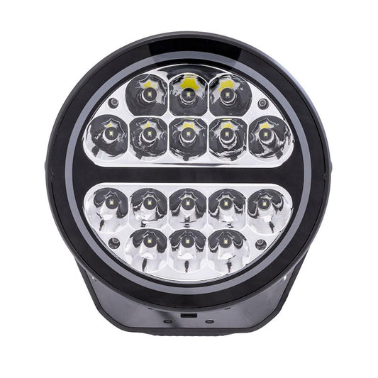 TRAILFX 7RNDS2 Trailfx 7RNDS2 Fog Lights Set of 2 Round 7 Inch LEDs 80W Spot Beam 6720 Raw Lumens Black Aluminum IP68/IP69K With Harness Switch Brackets Amber Lens