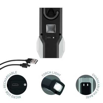 HELLA 357300311 Hella VALUEFIT UHL280 Base Rechargeable Flashlight, 280 Lumen LED, 2000 mAh Battery, Dual Light Modes, Magnetic Base & Hook (Includes Dock)