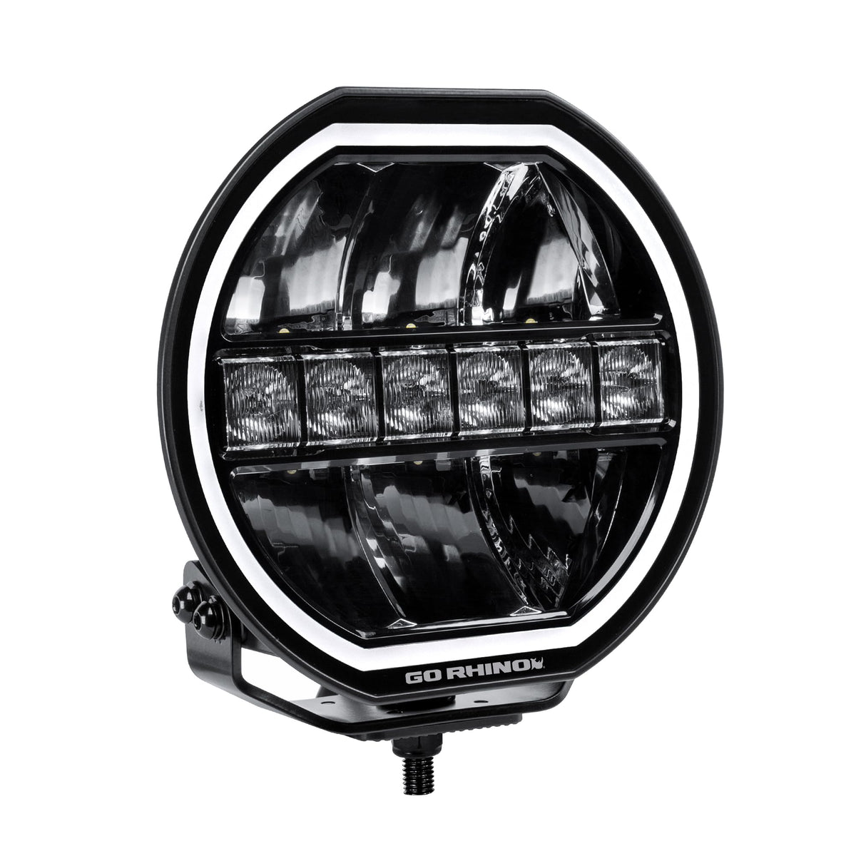 GO RHINO 751440911CRS Go Rhino Xplor Lighting: Blackout Series 9" Maxline Hi/Low Beam w/ Multi Daytime Running Light | Surface Mount ( Threaded Stud Mount), Aluminum, Black | 751440911CRS