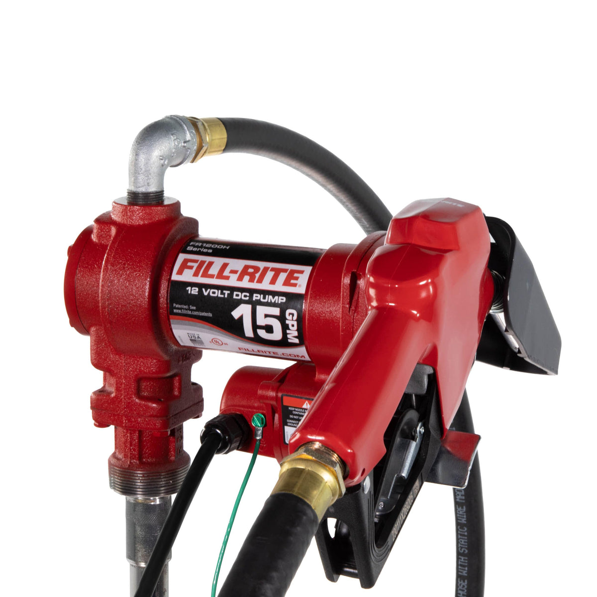 FILL RITE FR1210HA Fill-Rite FR1210HA 12V 15 GPM Fuel Transfer Pump with Discharge Hose & Automatic Nozzle, Red | Gasoline, Diesel, Kerosene, Ethanol & Methanol Blends & Biodiesel