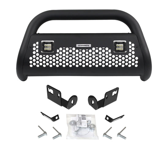GO RHINO 55882LT Go Rhino RC2 Bull Bar w/ Two 3" Cube Lights & Mounting Brackets | Mild Steel, Textured Black | 55882LT | Fits 2009 - 2024 Ford F-150 (Excludes Active Park Assist)