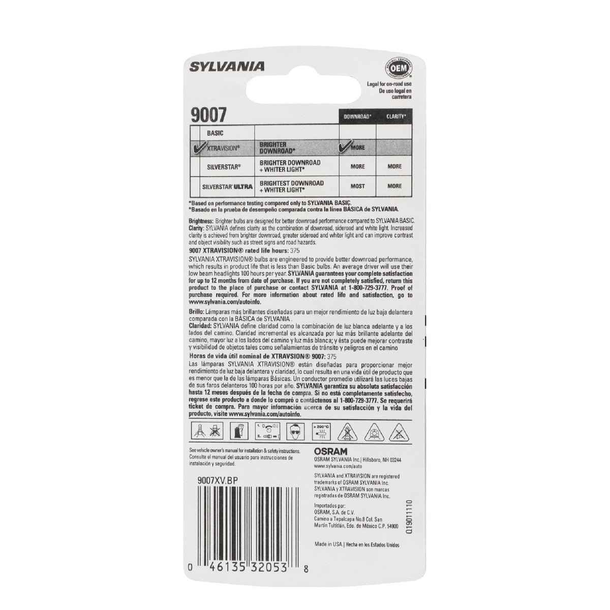 SYLVANIA 9007XV.BP SYLVANIA 9007 XtraVision Halogen Headlight Bulb, High or Low Beam, 1 Bulb