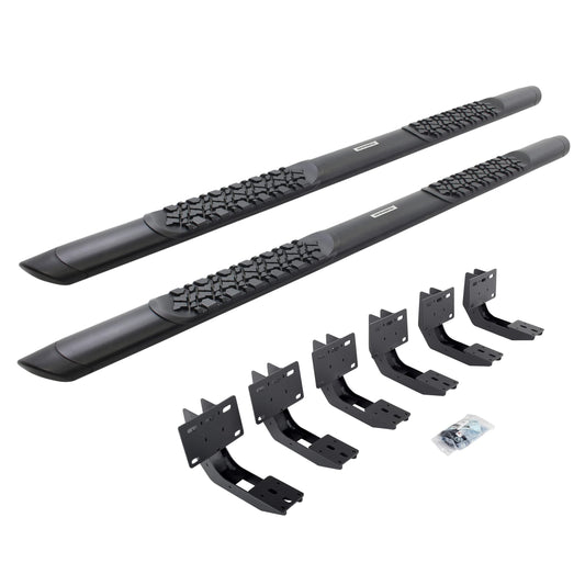 GO RHINO V3430687T Go Rhino V-Series V3 5" Side Steps & Mounting Brackets | Aluminium, Textured Black | V3430687T | Fits 2019-2024 Ram 1500 Crew Cab Pickup
