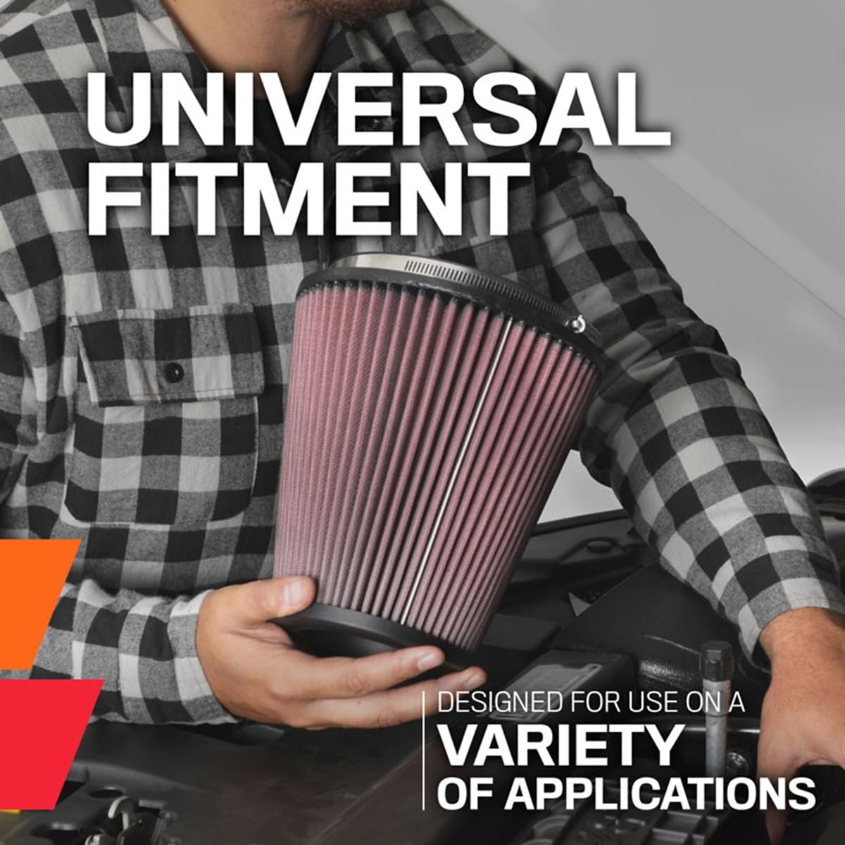 K&N FILTER RU-2510 K&N High-Flow Original Lifetime Universal Clamp-On Air Filter: High Performance, Premium, Washable: Flange Diameter: 4 In, Filter Height: 3.5 In, Flange Length: 0.625 In, Shape: Round Tapered, RU-2510