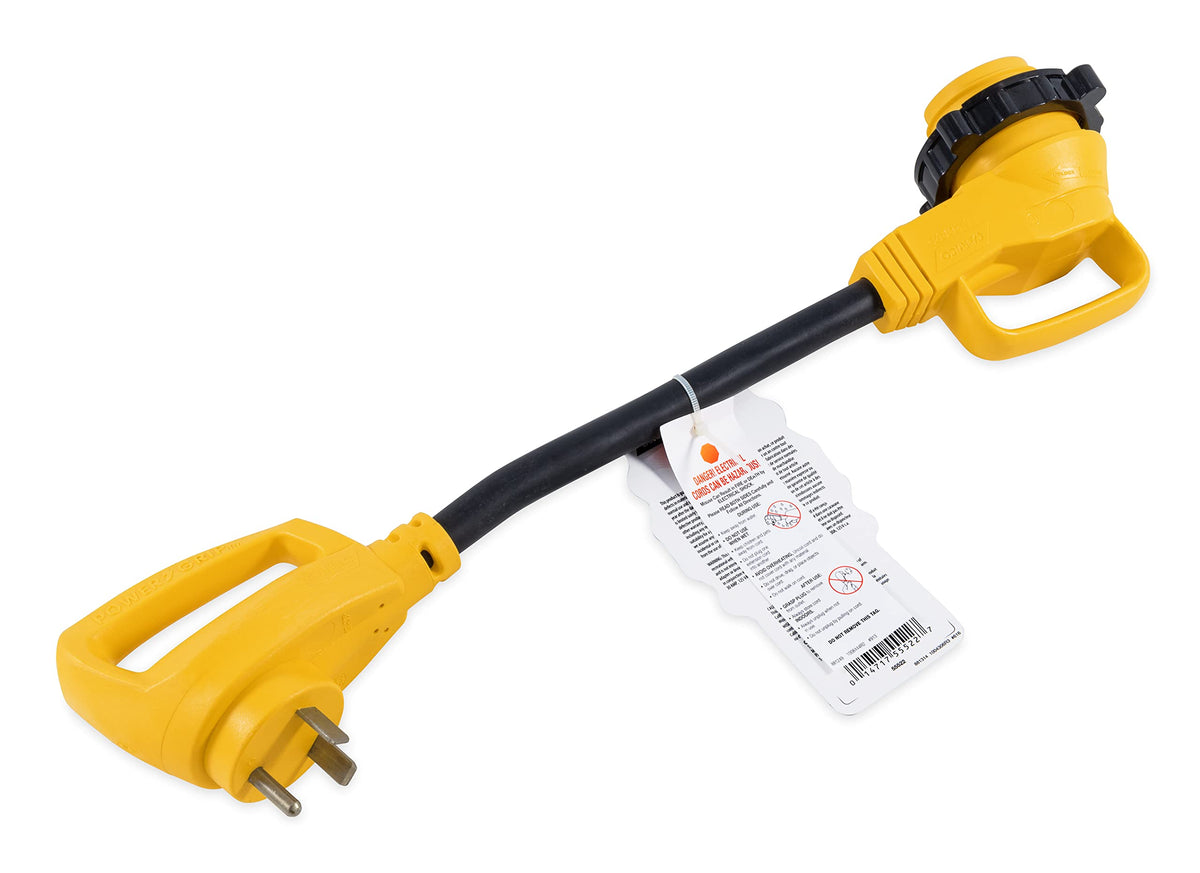 CAMCO 55522 Camco 55522 18" 30 AMP Standard Male / 30 AMP 90 Degree Locking Female PowerGrip Adapter