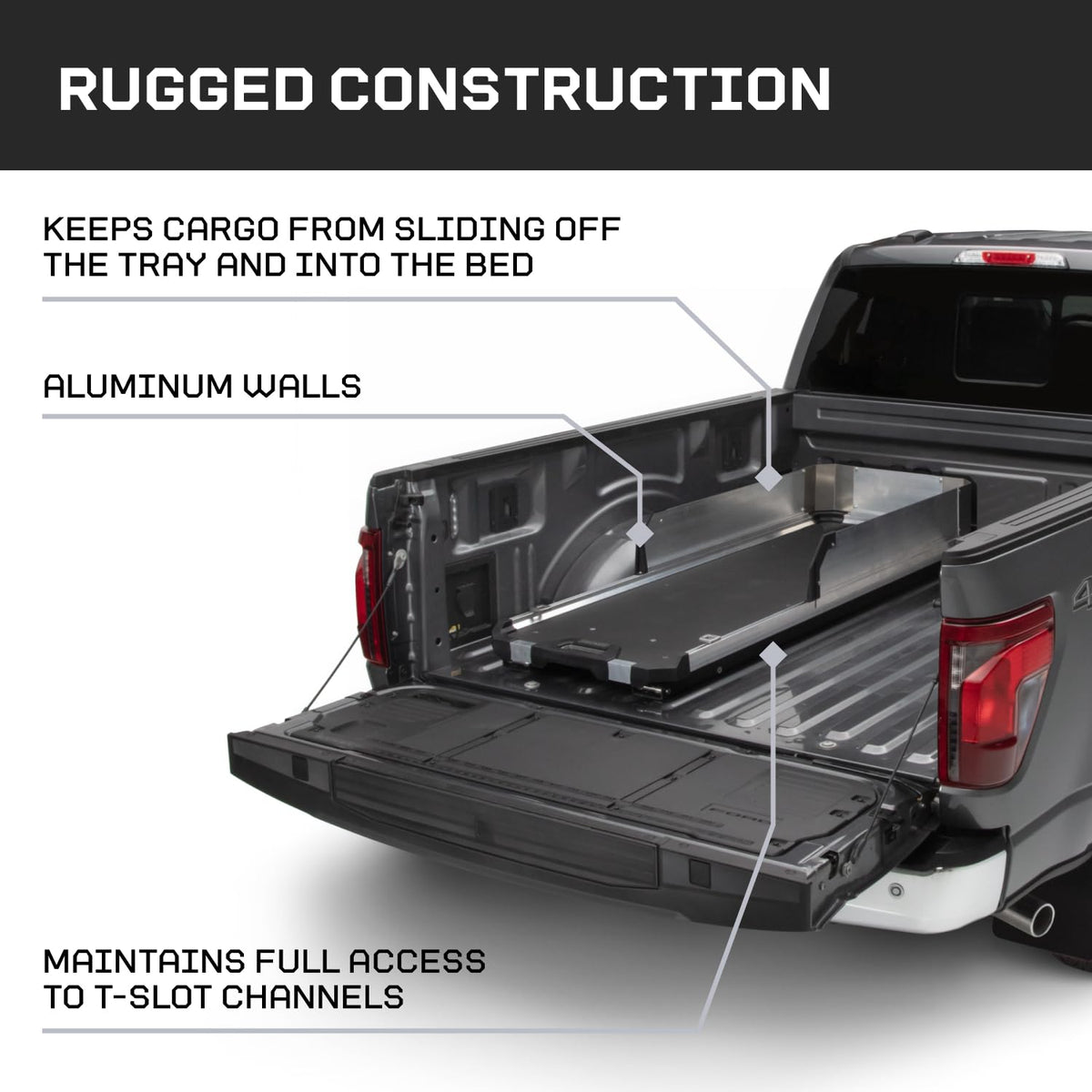 CARGOGLIDE C0040-HS24-ALM High Sides Kit for 24" CargoGlide Models – Side Rail Extension Panels for Added Cargo Containment Truck