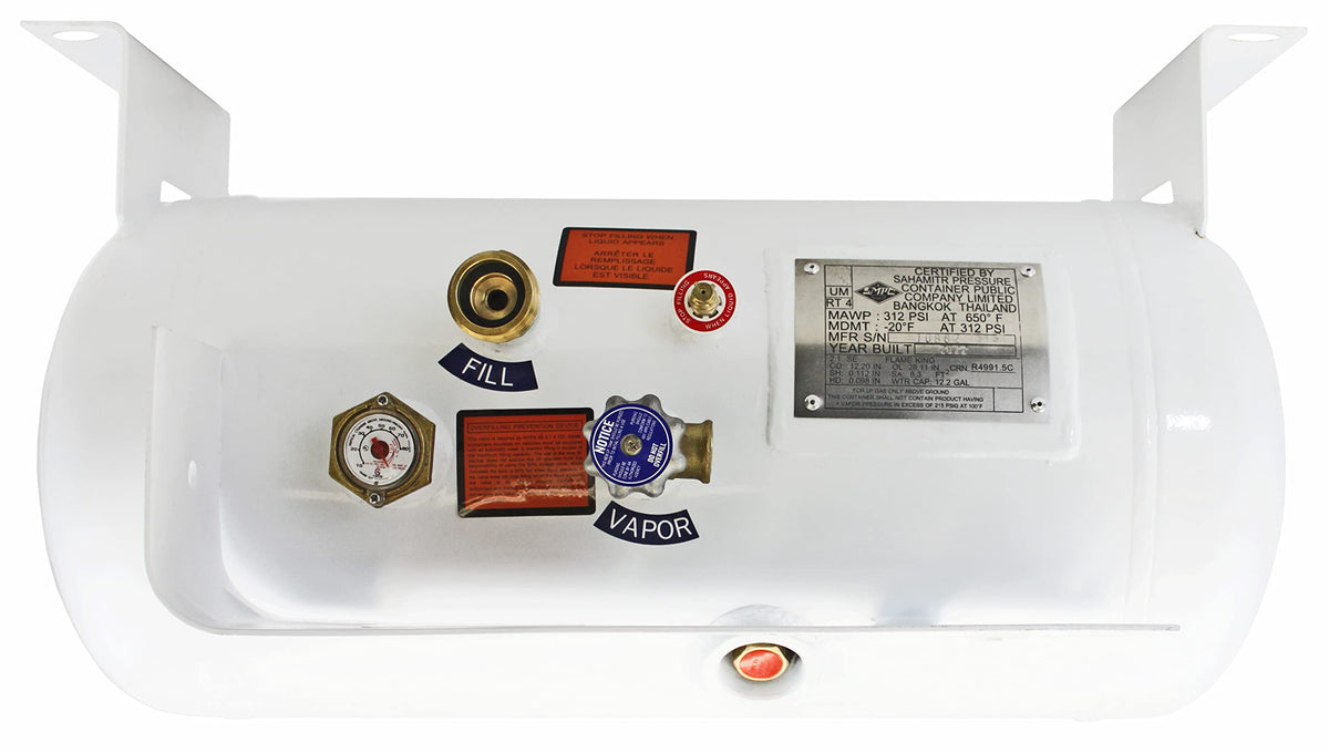 FLAME KING YSN122LB Flame King YSN122 12.2 Gallon RV, Van Or Trailer Horizontal ASME RV Propane Tank Cylinder, 12" x 28"