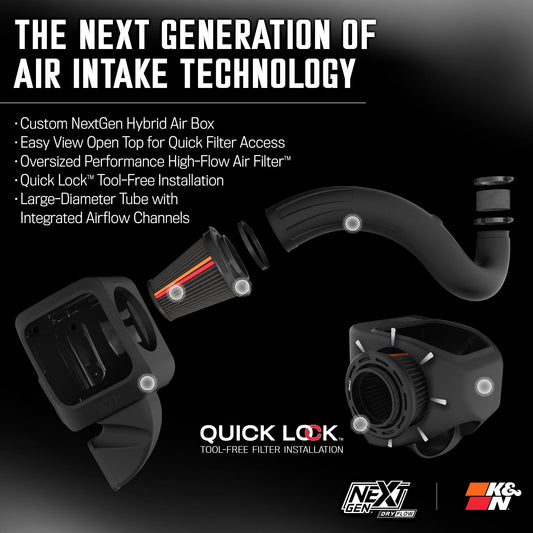 K&N FILTER 50-1564D K&N NextGen Cold Air Intake System: Dry-Flow Cotton Filter: Compatible with 2013-2024 RAM 1500, 1500 Classic; 50-1564D