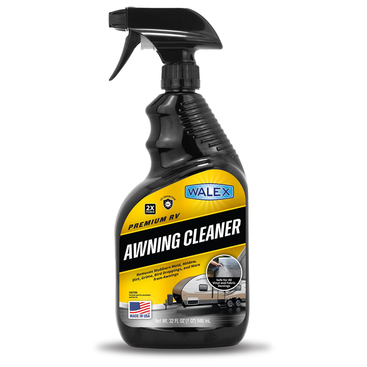 WALEX WALAC32 Walex RV Awning Cleaner - Safe for Vinyl & Fabric, Dissolves Tough Stains, Mold, Mildew, Dirt, Bird Droppings & More; Extends Awning Lifespan for RVs, Campers, Trailers & Motorhomes, 32 oz