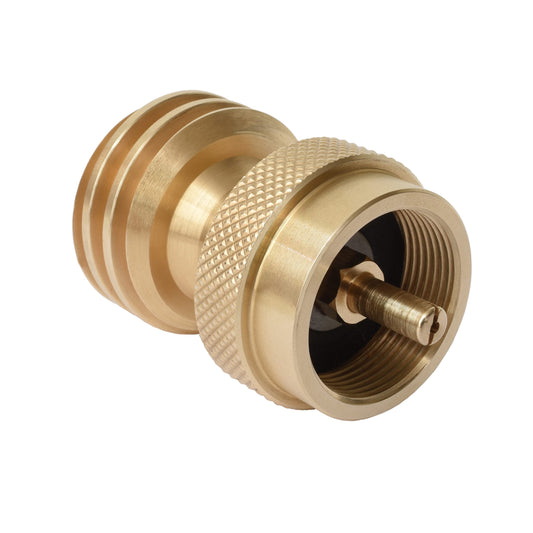 FLAME KING AB227 Flame King 20LB to 1LB Propane Adapter – Solid Brass Converter, QCC1/Type 1 & POL Compatible, Hook Up Small Propane Cylinders when 20LB Tank Rans Out, for Grills, Heaters & Camping Appliances
