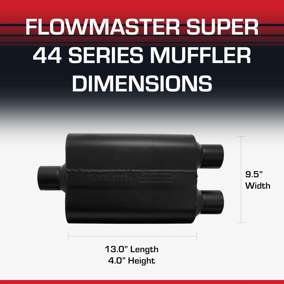 FLOWMASTER 9425472 Flowmaster Super 44 Series Chambered Muffler – 2.50" Center In/Dual Out