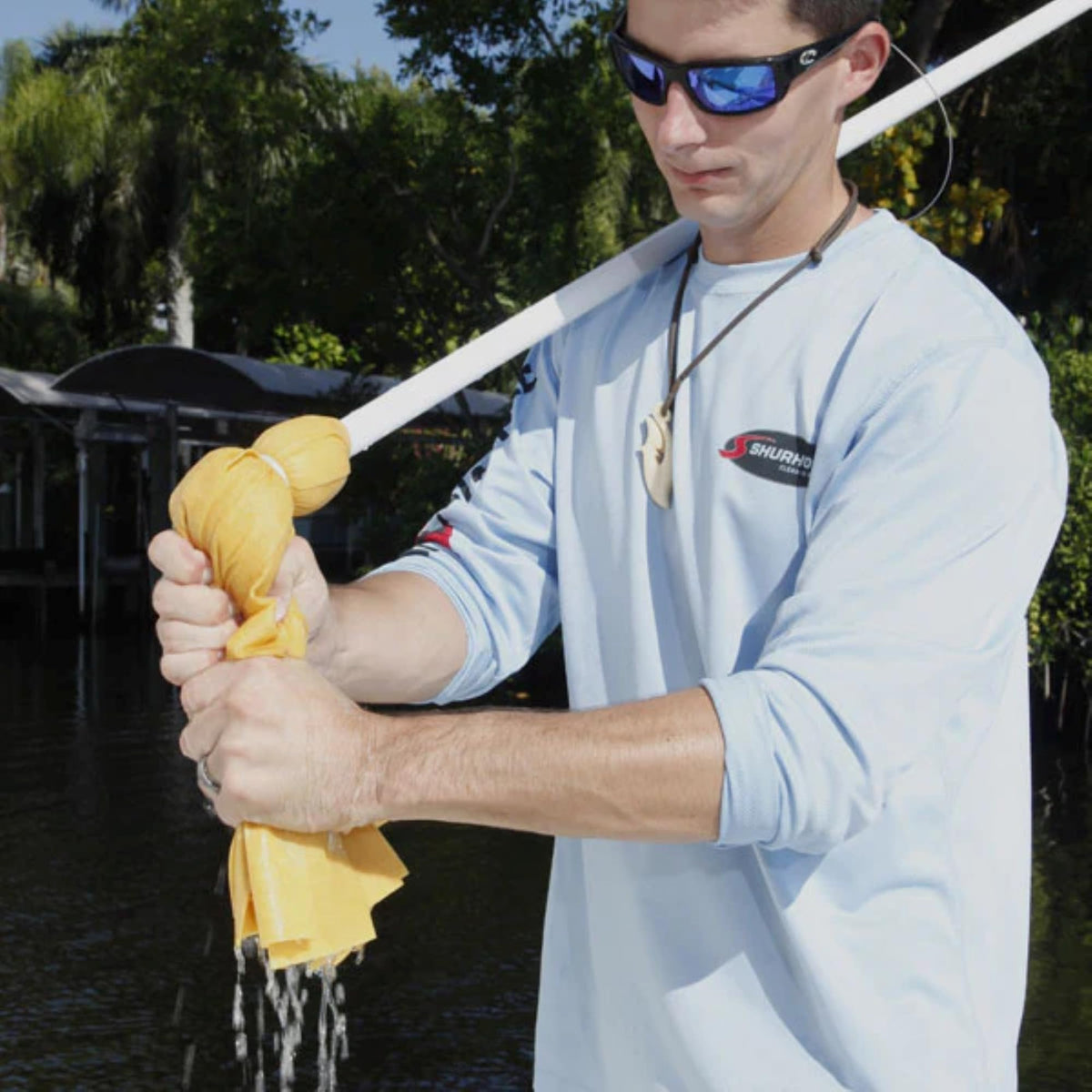 Shurhold 1117XL Shurhold 72" Extra Large Water Sprite Deck Mop Bamboo Handle, Absorbent PVA Head for Boat Deck Cleaning, Quick-Dry Mop Head Design, Marine Use
