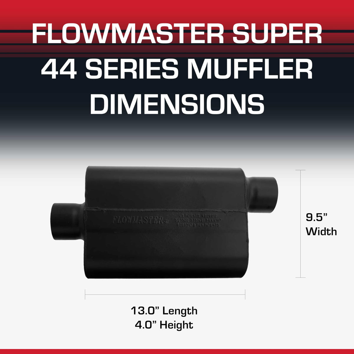 FLOWMASTER 943047 Flowmaster Super 44 Series Chambered Muffler – 3.00" Center In/Offset Out