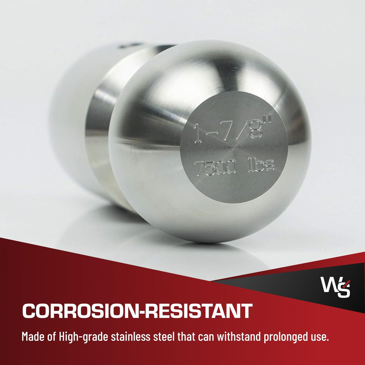 WEIGH SAFE WSB-L Weigh Safe Tow Ball - Stainless Steel Hitch Ball - Premium Towing Accessories - L, 1-7/8" Tow Ball, 7,500 GTW & 1,500 lb Tongue Weight
