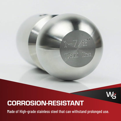 WEIGH SAFE WSB-L Weigh Safe Tow Ball - Stainless Steel Hitch Ball - Premium Towing Accessories - L, 1-7/8" Tow Ball, 7,500 GTW & 1,500 lb Tongue Weight