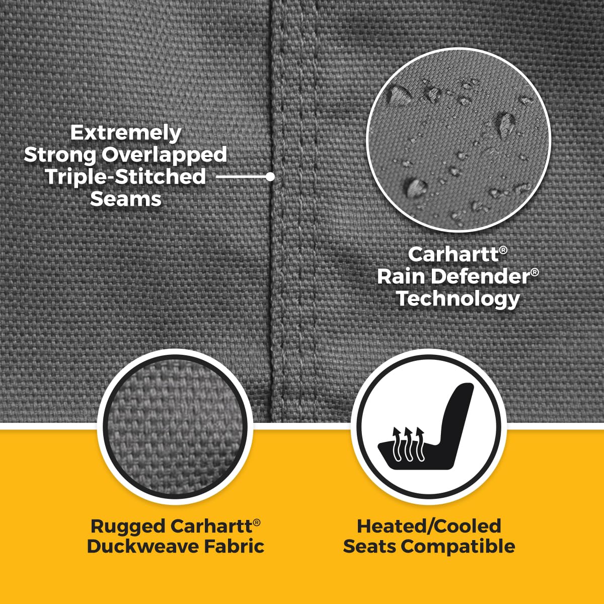 COVERCRAFT SSC7337CAGY Covercraft Carhartt SeatSaver Custom Seat Covers for 2000-2007 Ford F-250/F-350 Extended Cab - 2nd Row 60/40 Bench Seat, Duckweave Gravel