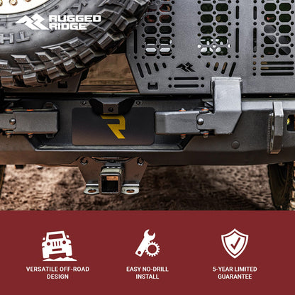 RUGGED RIDGE 11540.38 Rugged Ridge WingMate Rear Bumper for Jeep Gladiator JT | Accommodates Swingout Tire Carrier, Dual Pivot Points, 3/16" Steel, Textured Black | 11540.38 | Fits 2020-2024 Jeep Gladiator JT