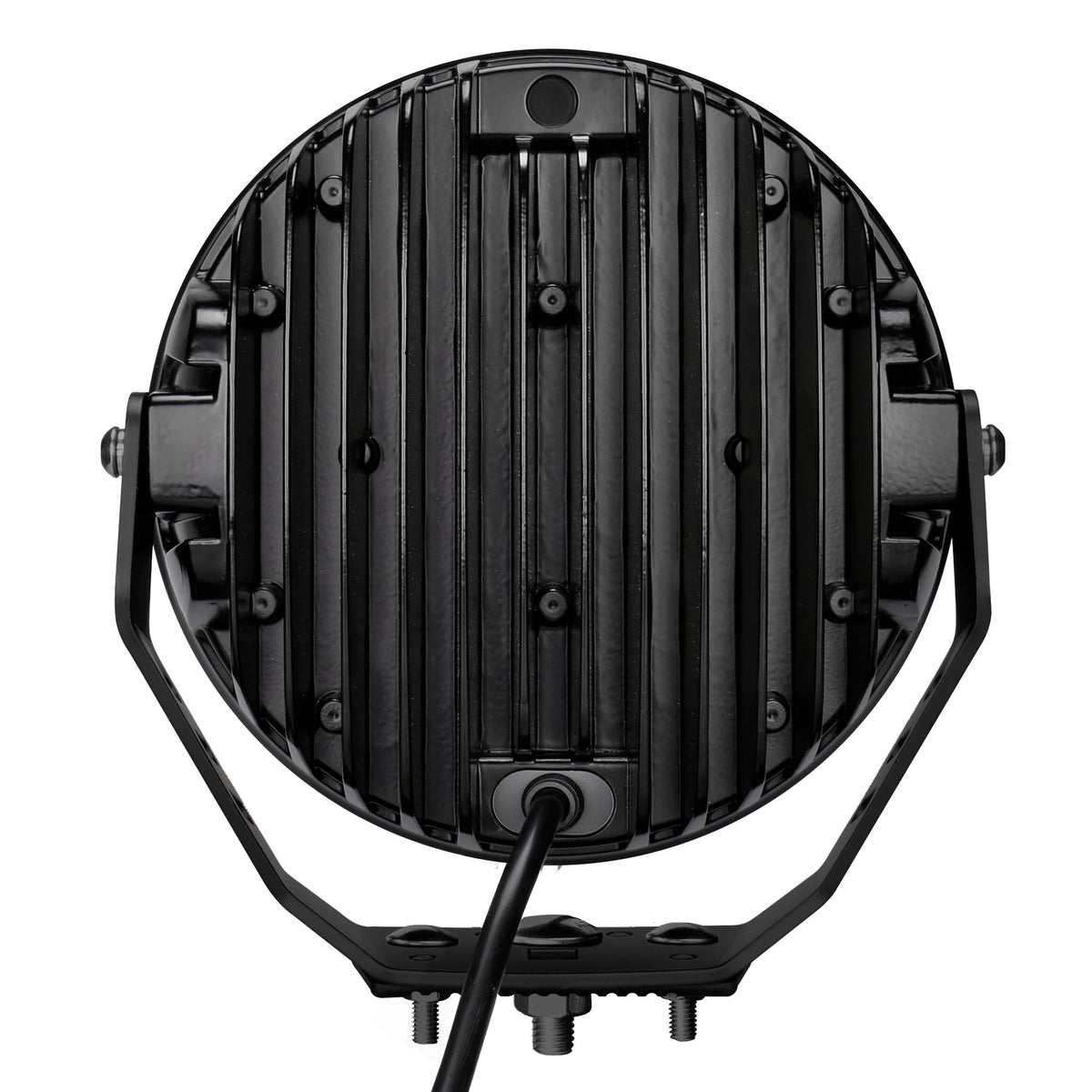 GO RHINO 751700911DRS Go Rhino Xplor Lighting: Blackout Series 9" Round Single Driving Kit w/ Daytime Running Lights | Surface Mount ( Threaded Stud Mount), Aluminum, Black | 751700911DRS