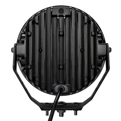 GO RHINO 751700911DRS Go Rhino Xplor Lighting: Blackout Series 9" Round Single Driving Kit w/ Daytime Running Lights | Surface Mount ( Threaded Stud Mount), Aluminum, Black | 751700911DRS