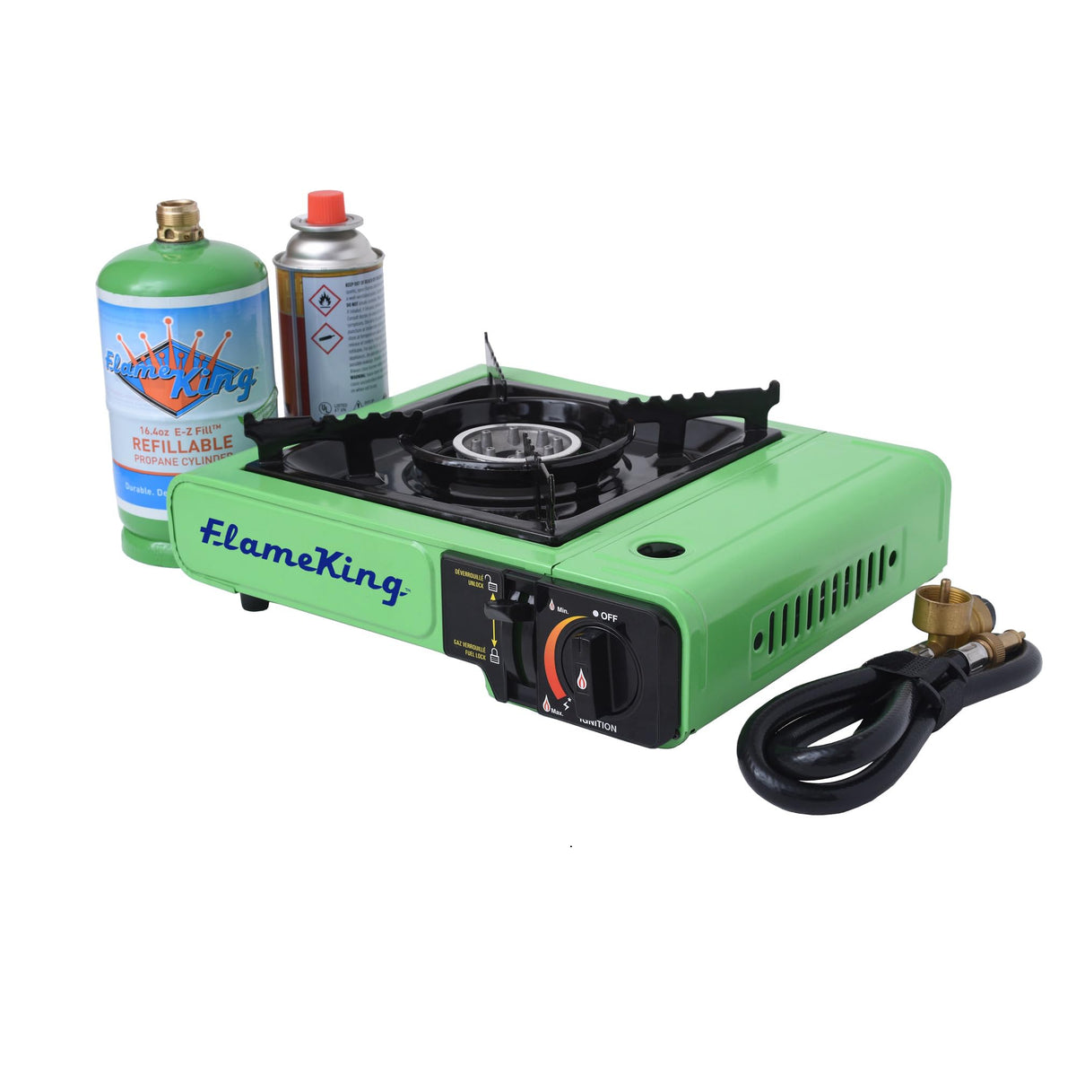 FLAME KING VT-505 Flame King YSNVT-505 Dual Fuel Butane & Propane Gas Camping Stove with Single Burner, Portable and Great for Outdoor Cooking, Backpacking