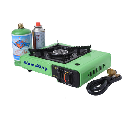 FLAME KING VT-505 Flame King YSNVT-505 Dual Fuel Butane & Propane Gas Camping Stove with Single Burner, Portable and Great for Outdoor Cooking, Backpacking