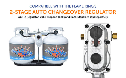 FLAME KING E18INPT Flame King 18-inch Pigtail Hose Connectors, 1/4" Male Inverted FLARE (NOT NPT) for RV, Van or Trailer, Propane Tank 2-Stage Auto Changeover Regulators, Black/Green