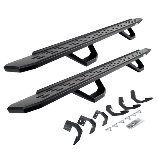 GO RHINO 6962068720PC Go Rhino RB30 Running Boards, Brackets, & 2 Pair of Drop Steps | Galvanized Steel, Textured Black | 6962068720PC | Fits 2015-2018 Ram 1500 Crew Cab; 2019-2023 Ram 1500 Classic Crew Cab