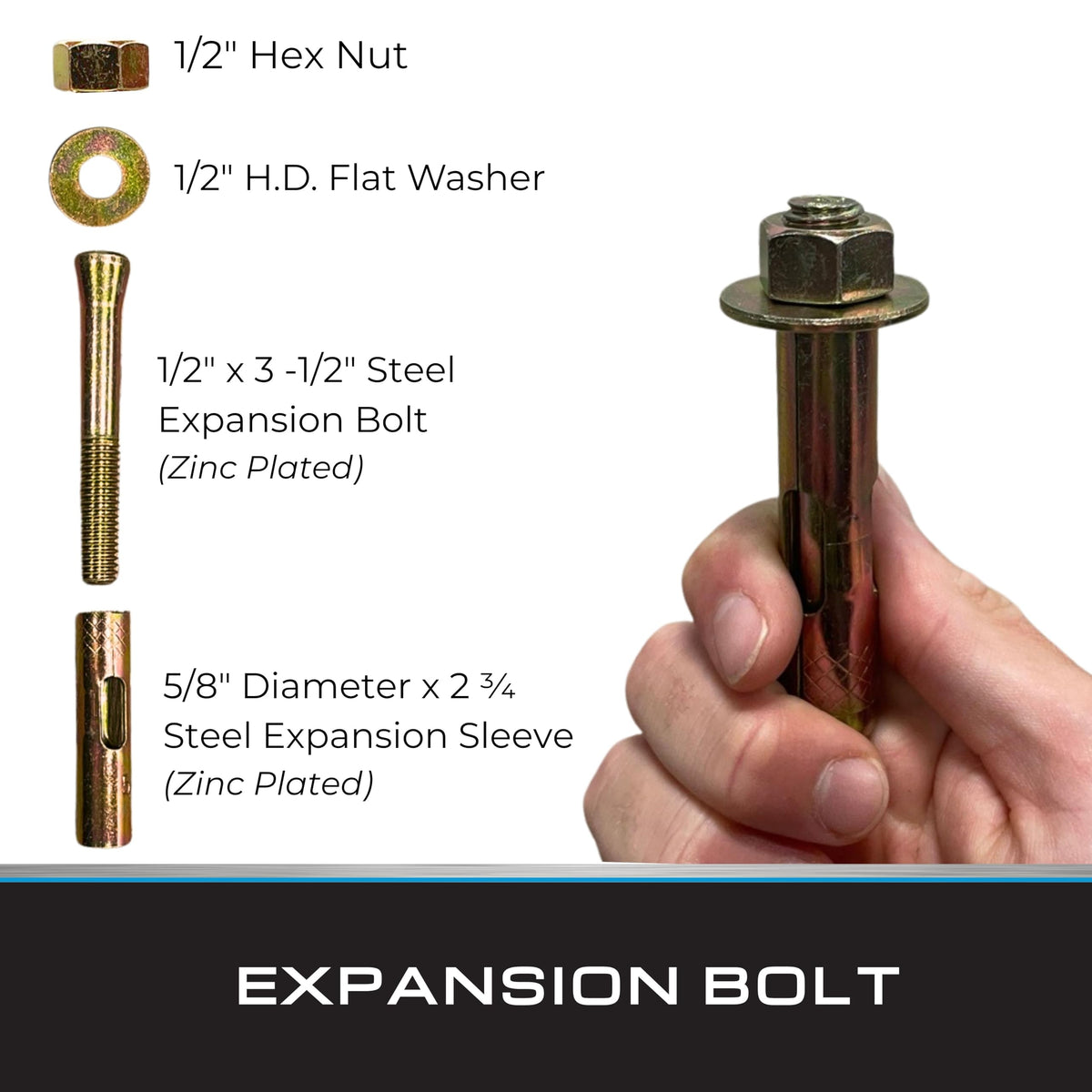 TIE DOWN 59125 Tie Down Engineering Double Head Anchor – Heavy-Duty Concrete Expansion Bolt Anchor for Secure and Stable Mounting on Existing Slabs