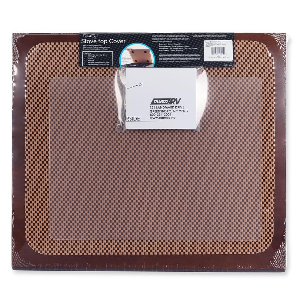 CAMCO 43526 Camco RV Silent Top Stovetop Cover | Measures 19.5-inches (L) x 17-inches (W) x .75-inches (H) | Bordeaux Finish (43526)