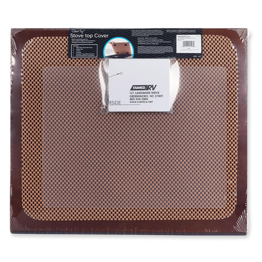 CAMCO 43526 Camco RV Silent Top Stovetop Cover | Measures 19.5-inches (L) x 17-inches (W) x .75-inches (H) | Bordeaux Finish (43526)