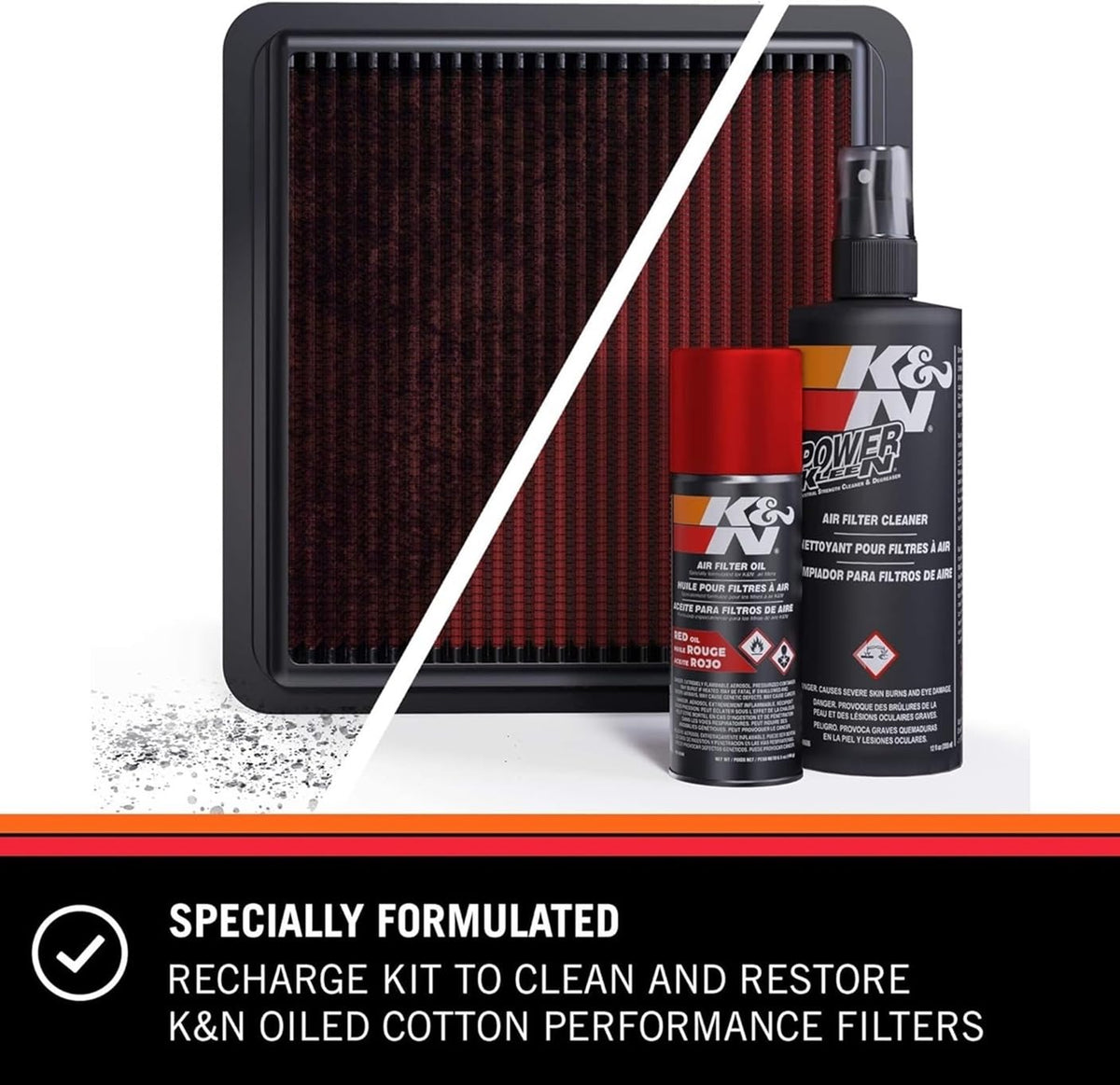 K&N FILTER 99-5000 K&N Air Filter Cleaning Kit: Aerosol Filter Cleaner and Oil Kit; Restores Engine Air Filter Performance; Service Kit-99-5000, Multi