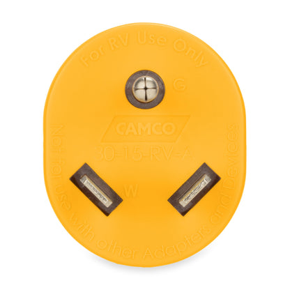 CAMCO 55233 Camco PowerGrip 30AM/15AF Camper & RV Electrical Adapter Features 30-amp male (NEMA TT-30P) & 15-amp female (NEMA 5-15R) Connections - Designed w/Non-Slip Grooves for Easy Removal - 125V/1875W (55233)