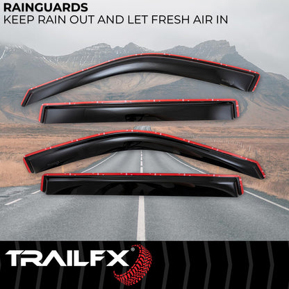 TRAILFX 4888IC TrailFX Acrylic Rainguards Fits 2022-2025 Toyota Tundra Crew Max Low Profile in-Channel Smoke Window Vents Snap-in Installation Set of 4 Rain Guards TrailFX 4888IC