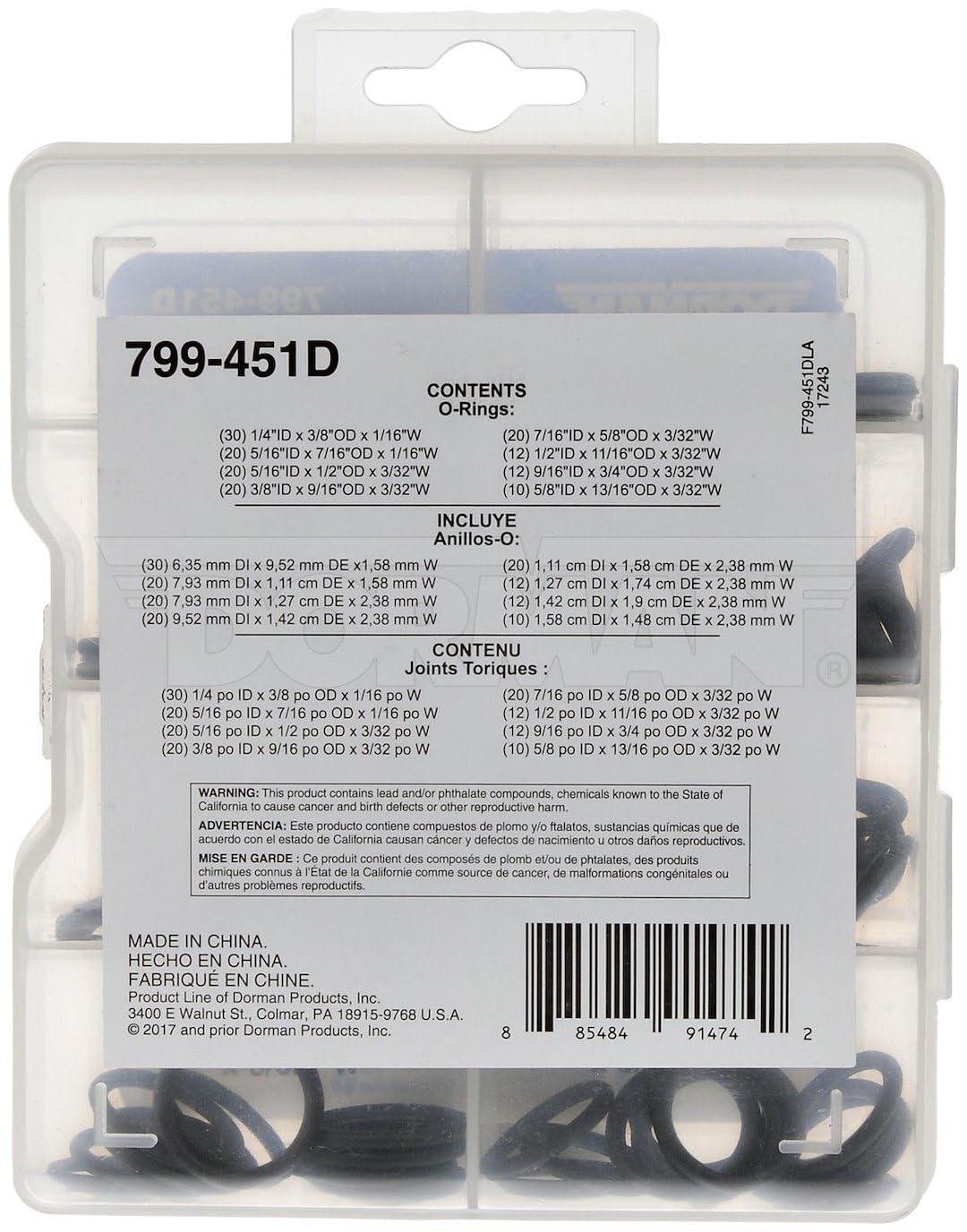 Dorman 799-451D Pro Pack Standard O-Rings, 144 Pieces