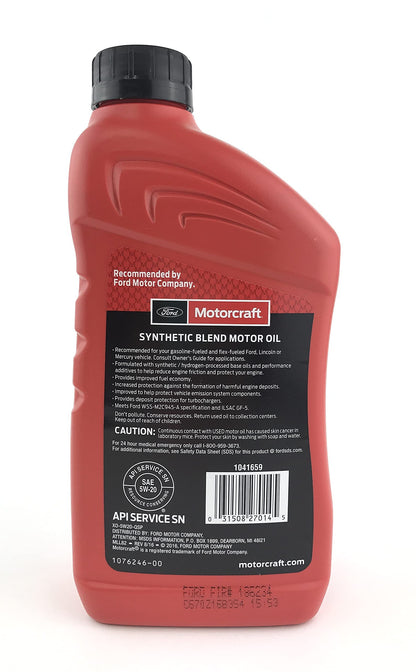 Motorcraft XO5W20Q1SP SAE 5w20 Synthetic Blend Motor Oil- 12 Quart