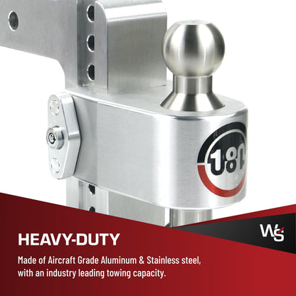 WEIGH SAFE LTB6-2.5-KA Weigh Safe Adjustable Trailer Hitch Ball Mount, 6" Adjustable Drop Hitch for 2.5" Receiver w/ 2 pc Keyed Alike Lock Set, Heavy Duty Aluminum Trailer Tow Hitch w/ Stainless Steel Tow Balls, 18,500 GTW