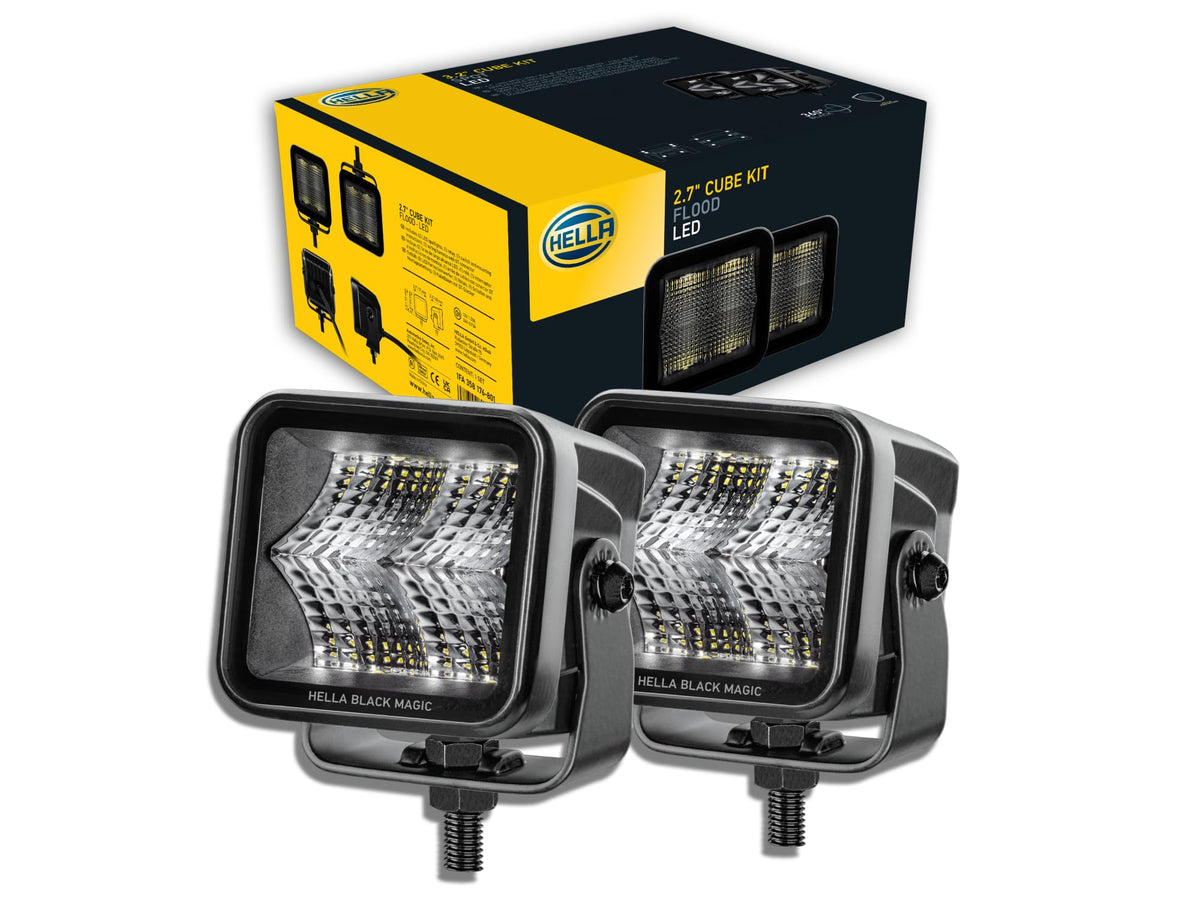 HELLA 358176801 HELLA 1FA 358 176-801 LED-Spotlight - Black Magic Cube Kit 2.7" - 12/24V - mounting - Short distance lighting - Cable: 500mm - Plug: DEUTSCH plug - Kit - Quantity: 2